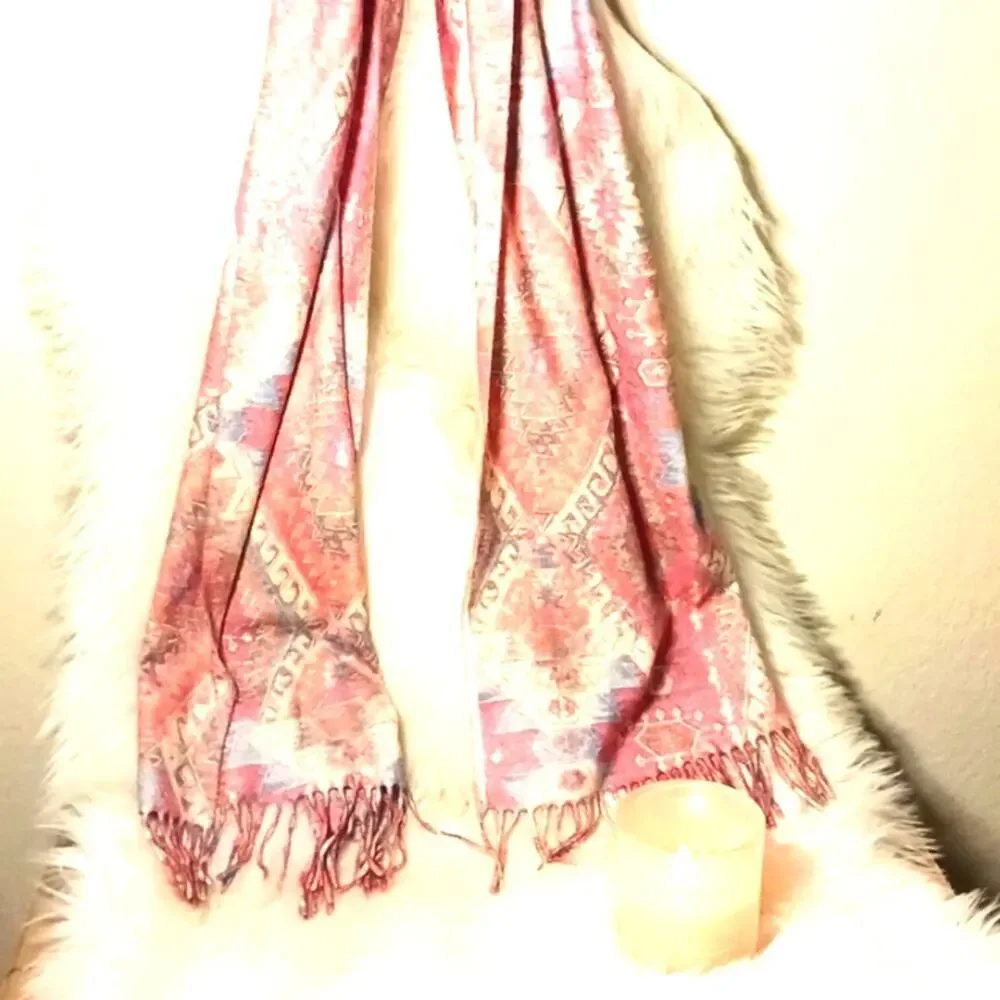 Cashminx‎ Designer Scarf PINK Aztec Geometric Paisley SOFT Barbiecore Germany